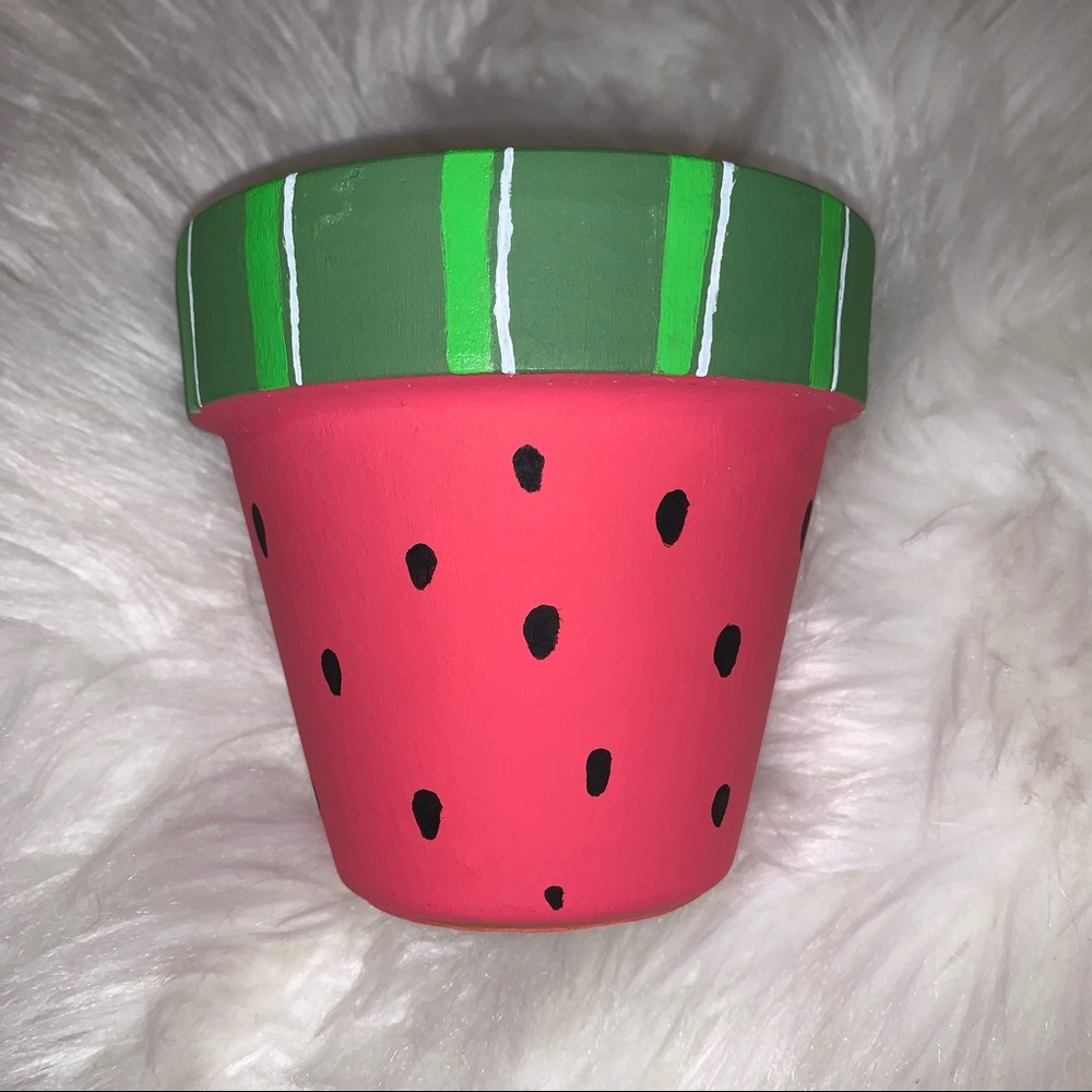 🎉HP!! 🍉NEW! Watermelon Hand Painted Flower Pot - Picture 6 of 15